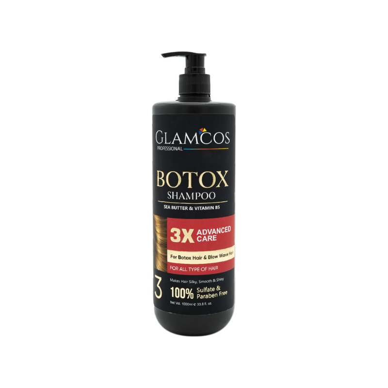 GLAMCOS Professional Botox Shampoo – 3X Advanced Care with Shea Butter & Vitamin B5 for Smooth, Shiny & Frizz-Free Hair