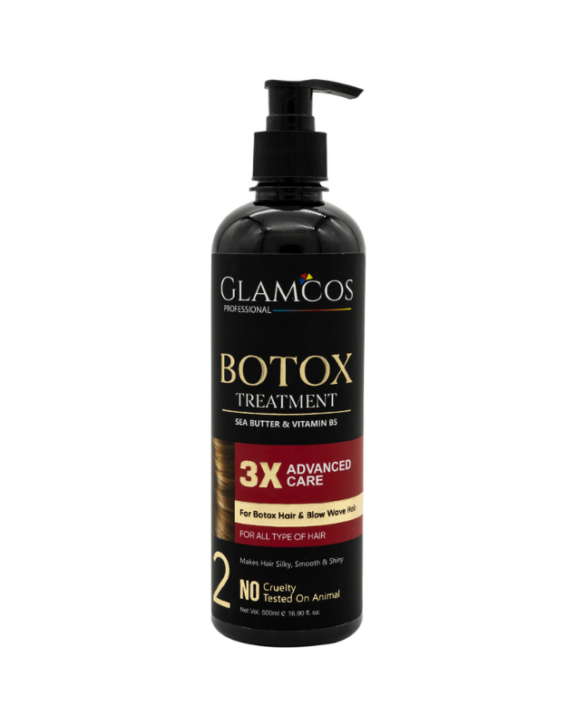 GLAMCOS Professional Botox Hair Treatment 500 ml – Salon-Like Smooth Hair, 3X Advanced Care with Shea Butter & Vitamin B5