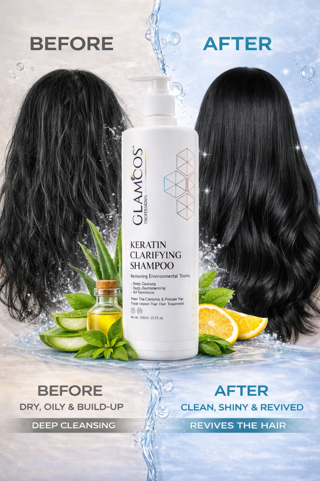 GLAMCOS Professional Keratin Pre Shampoo 1000 ml – Clarifying Formula for Deep Cleansing & Keratin Treatment Prep, Salon Use - Image 4