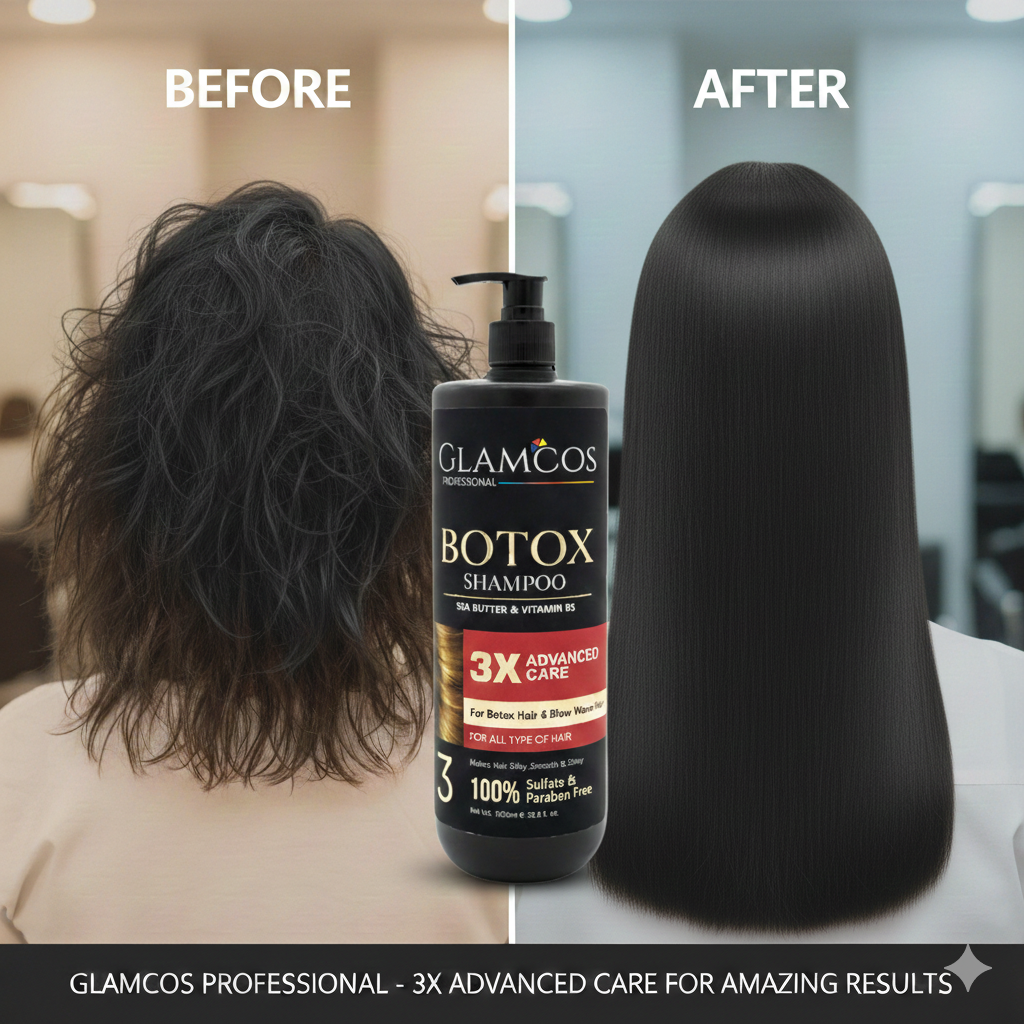 GLAMCOS Professional Botox Shampoo – 3X Advanced Care with Shea Butter & Vitamin B5 for Smooth, Shiny & Frizz-Free Hair - Image 4