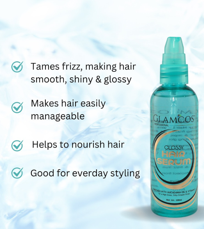 GLAMCOS Professional Classy Hair Serum 100 ml – High Gloss Shine, Frizz Control & Silky Smooth Finish with Macadamia Oil & Vitamin E - Image 3