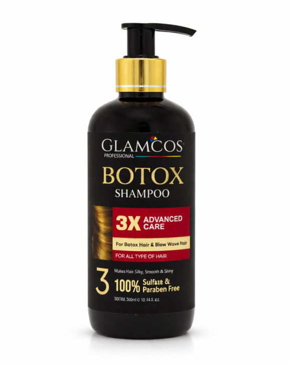 Glamcos Professional Botox Shampoo 300 ml | Sulfate & Paraben Free Repair Shampoo with Shea Butter & Vitamin B5 | For Silky, Smooth & Shiny Hair (All Hair Types)
