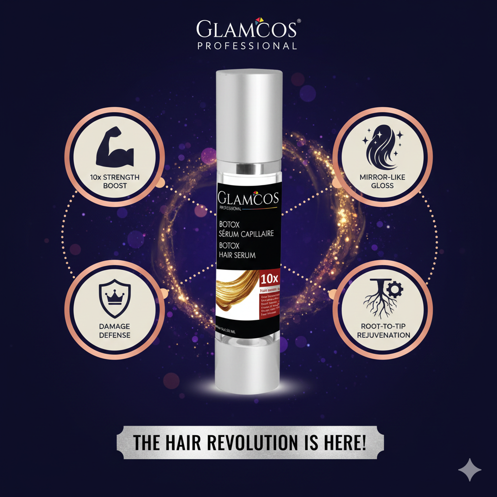 GLAMCOS Professional Botox Hair Serum 50 ml – Deep Conditioning, Frizz Control & Damage Repair for Dry & Treated Hair - Image 4