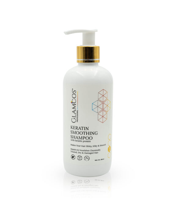 Glamcos Professional Keratin Smoothing Shampoo with Keratin Protein – Repairs Dry & Damaged Hair | Smooth, Silky & Shiny Hair | Salon Professional Care | 300ml