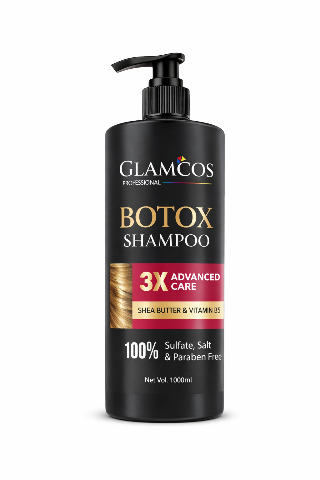 Glamco’s Professional Botox Shampoo 1000ml – 3X Advanced Care | Shea Butter & Vitamin B5 | Sulfate, Salt & Paraben Free